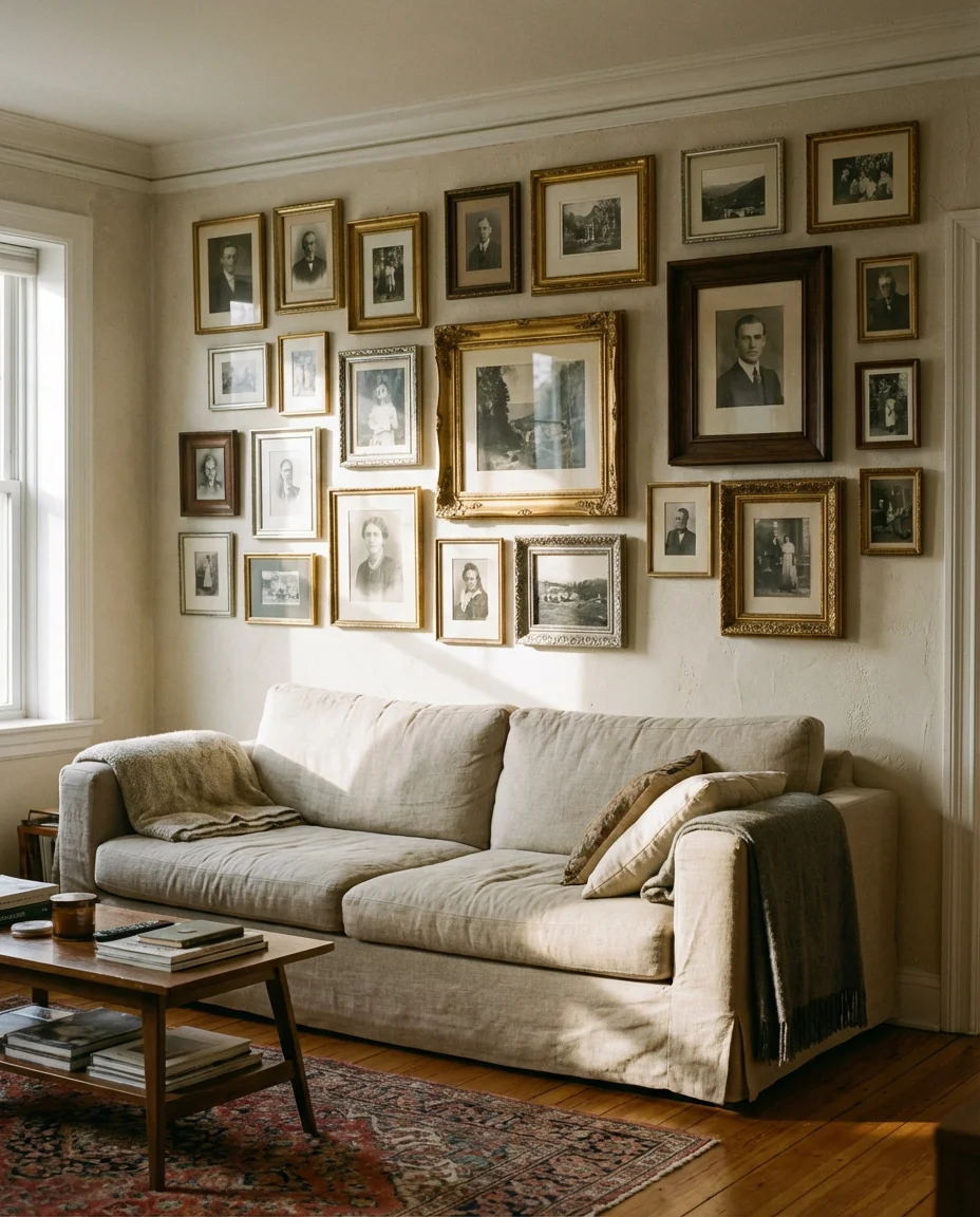 Vintage-Inspired Black and White Photo Wall 1