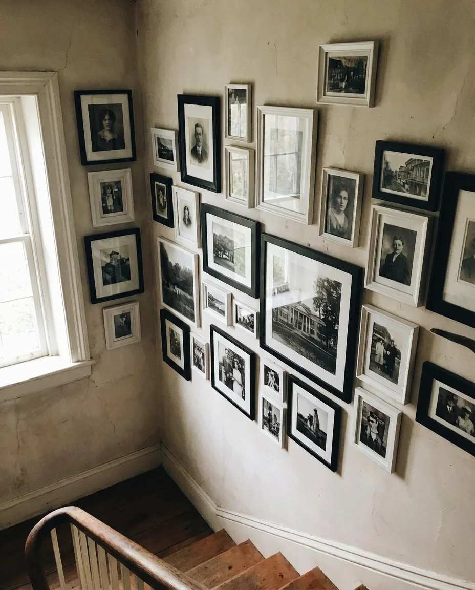 Vintage-Inspired Black and White Photo Wall 2