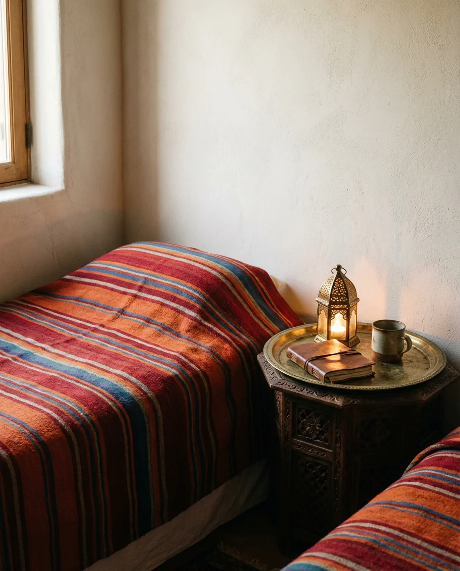 Vintage-Inspired Twin Bedroom With Global Accents 2