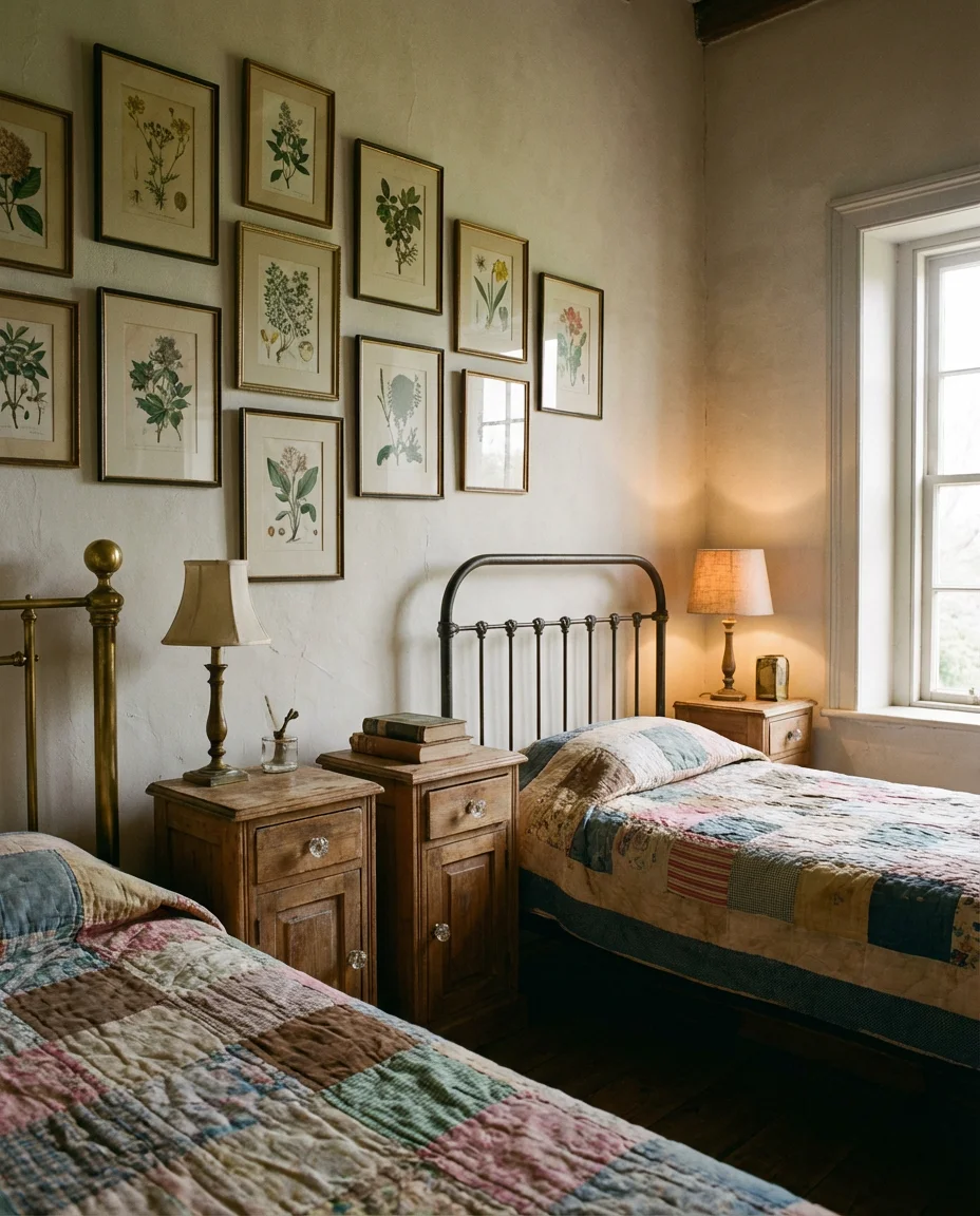 Vintage Twin Bedroom With Layered Antique Charm 1