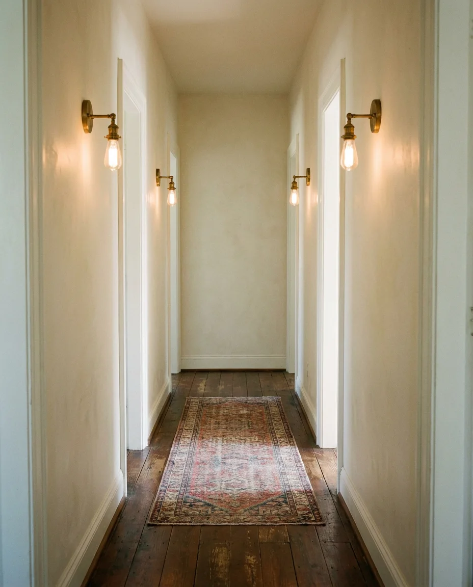 Wall Sconces Along a Long Narrow Hallway 1