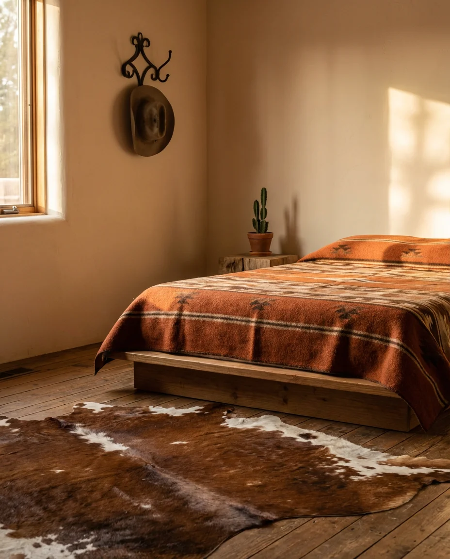 Western Bedroom with Rustic Warmth in a Small Space 2