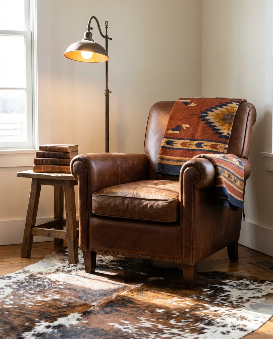 Western Farmhouse With Leather and Raw Hide 2