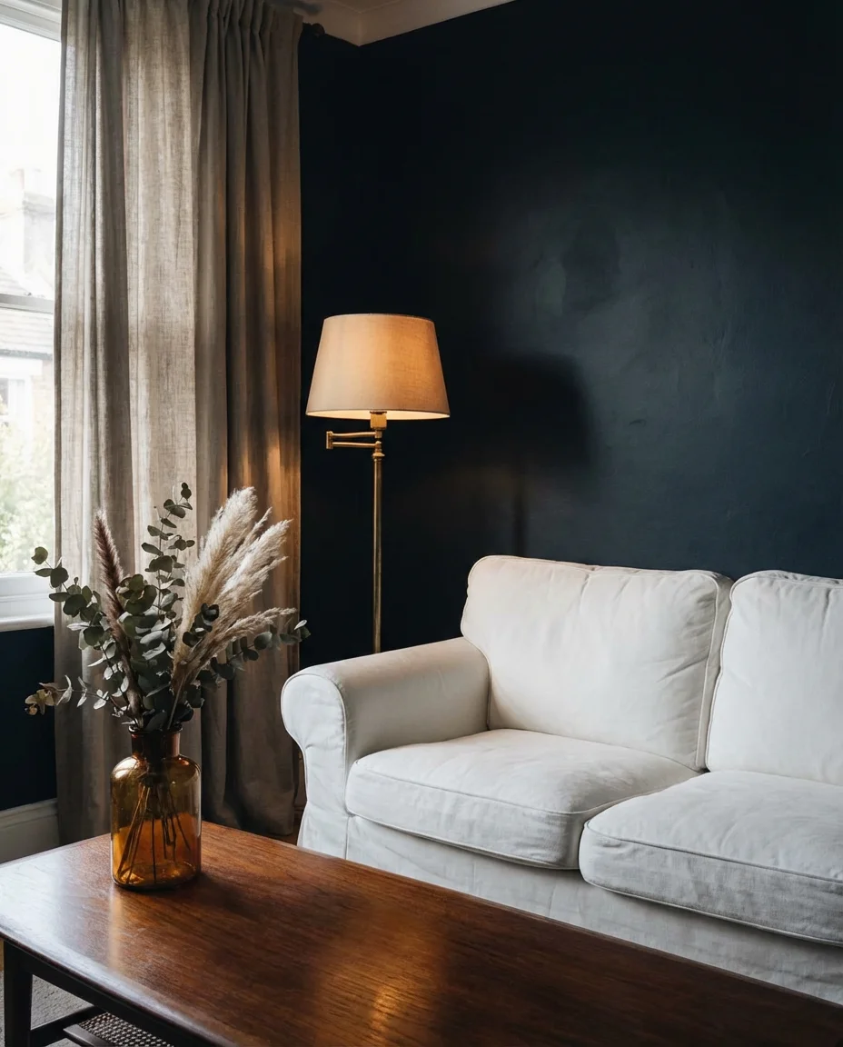White Couch in a Dark Moody Setting 2