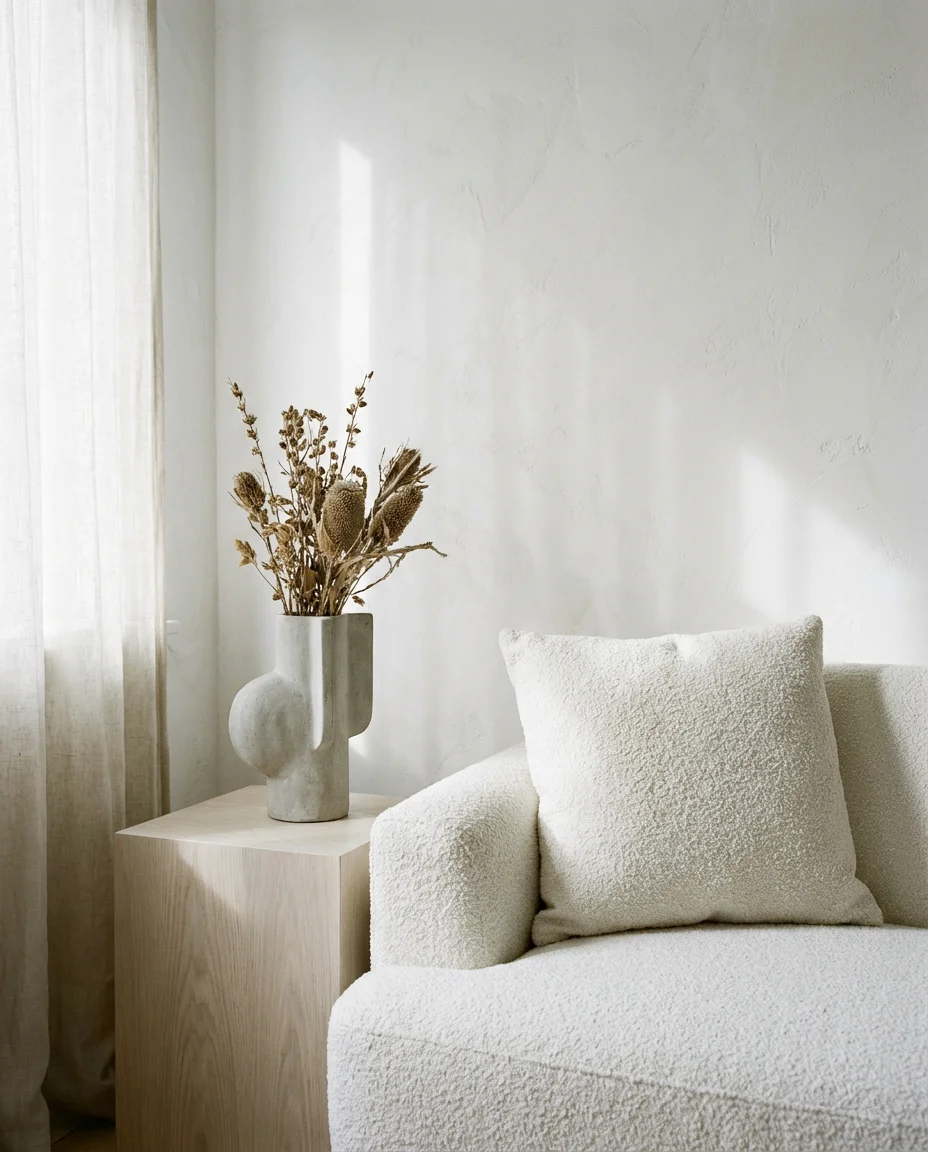 White Minimalism with Sculptural Accents 2