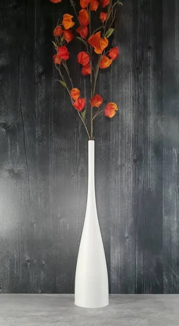 19 inch Tall Matte White Long Modern Nordic Style Vase | Home Decor | Dried Flow