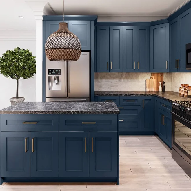 2-Day Express Newport Shaker Mythic Blue Assembled Plywood Kitchen 12 ft. Kitche