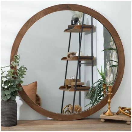 30 inch Round Rustic Style Wall Mirror