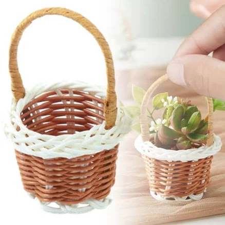 6 Pack Mini Woven Baskets with Handles, Bulk Miniature Baskets for Favors, Arts 