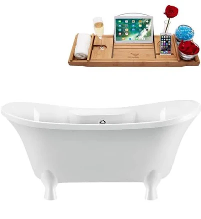 68'' x 34'' Freestanding Soaking Acrylic Bathtub Streamline Bath Claw Foot