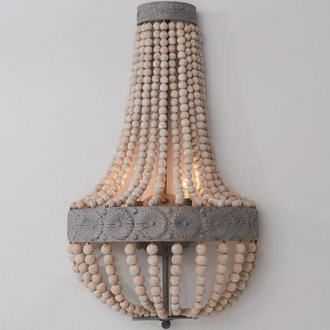 Aged Wood Beaded Sconce