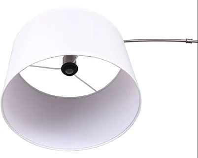 Allen + Roth 73-in Brushed Steel Arc Floor Lamp with Fabric Shade