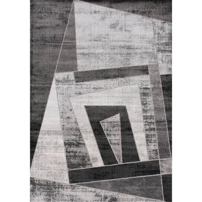 Alpine Rug Co. Chase Collection Grey/Black Distressed Abstract Shapes Rug