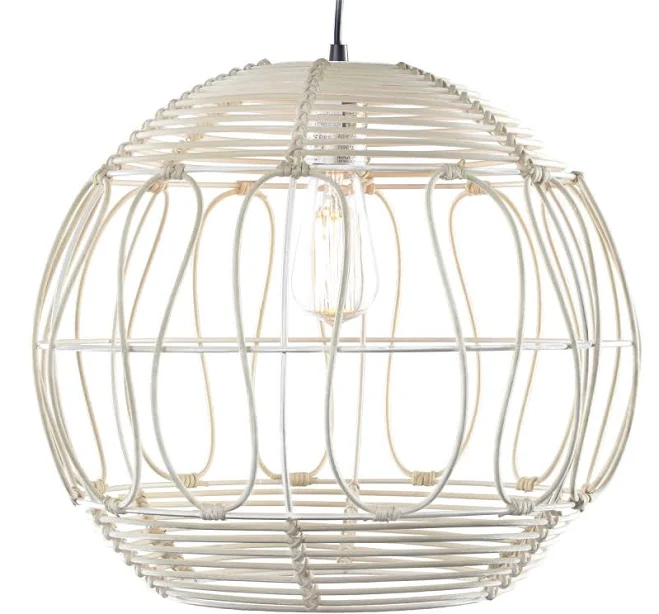 American Art Decor Wicker Globe Style Hanging Pendant Lamp