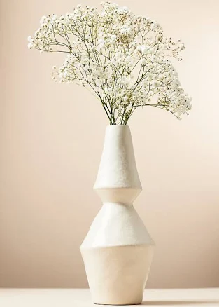 Anthropologie Georges Geometric White Ceramic Vase