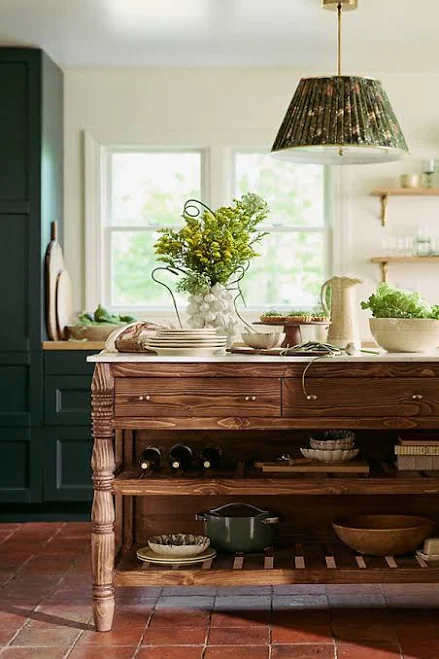 Anthropologie Spindle Marble-Top Kitchen Island