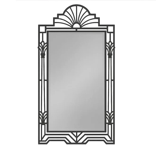 Art Deco Wrought Iron Mirror with Sunburst Frame