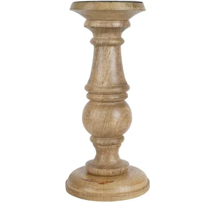 Ashland Wood Carved Pillar Candle Holder