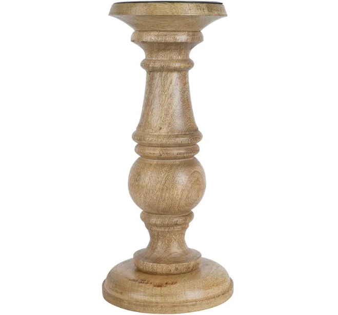 Ashland Wood Carved Pillar Candle Holder