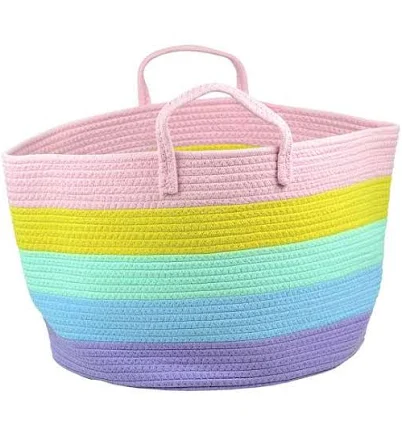 at Home Round Kids Rainbow Poly Rope Basket
