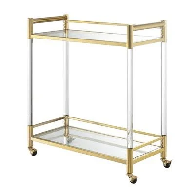 Breighton Home Royal Crest 2 Tier Acrylic Glass Bar Cart