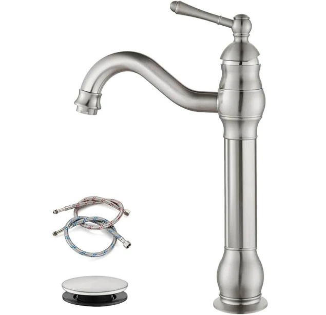 BYH Farmhouse Single-Handle Single Hole Swivel Spout Bathroom Vessel Sink Faucet