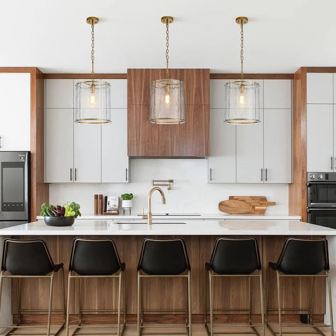 Chandelierias Modern 1-Light Water Glass Cylinder Single Pendant