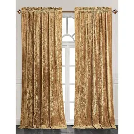 Chezmoi Collection Lux Distressed Velvet Curtains 2 Panel Set