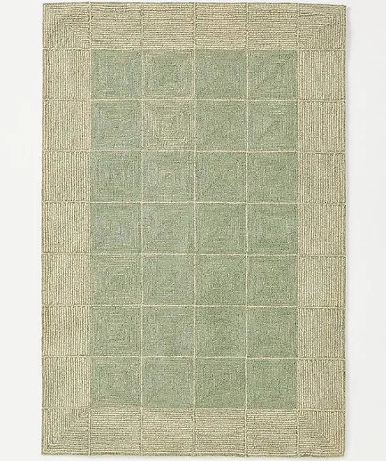 Chris Loves Julia x Loloi Geometric Hooked Wool Rug in Green, Size: 3’ X 5’ at A