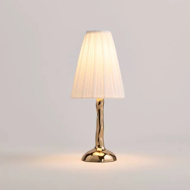 Colette Hammered Brass Mini Table Lamp with Fabric Shade 13