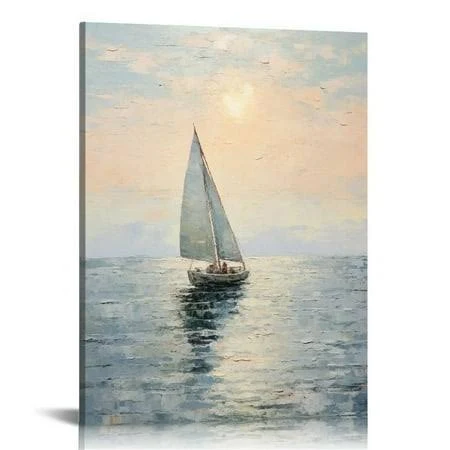Comio Coastal Sailing Boat Canvas Wall Art