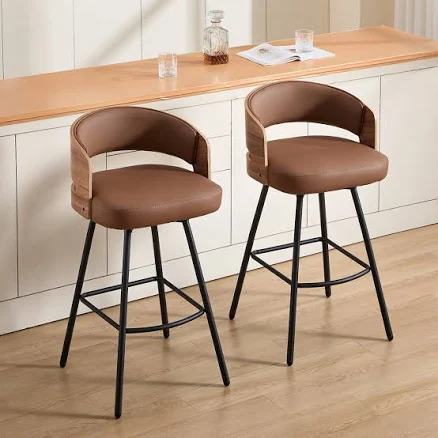Corrigan Studio Modern Swivel Faux Leather Counter Stools (Set of 2)