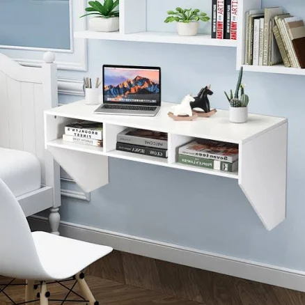Costway Wall Mounted Floating Computer Table Desk Storage Shelf