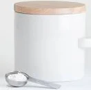 Crate & Barrel Aspen Small White Ceramic Canister with Scoop