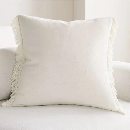 Crate & Barrel Casual Textured Fringe Throw Pillow