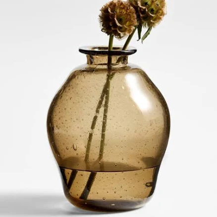 Crate & Barrel Eider Brown Glass Bud Vase