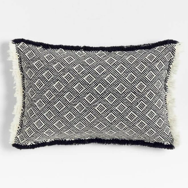 Crate & Barrel Geo Fringe Throw Pillow