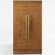 Crate & Barrel Maxine Large Walnut Wood Wine Bar Cabinet with Storage
