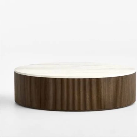 Crate & Barrel Troupe Ribbed Round Coffee Table