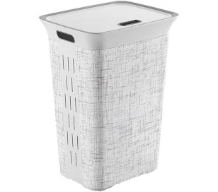 Curver White Resin Laundry Hamper with Lid and Handles 63.4 qt 24 x 17 x 14 in |