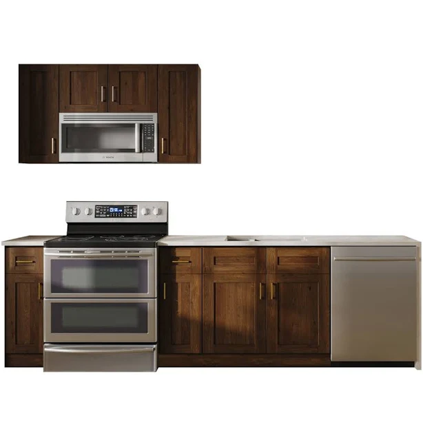 Dark Hickory Shaker RTA Kitchen Cabinets by Wholesale Cabinets