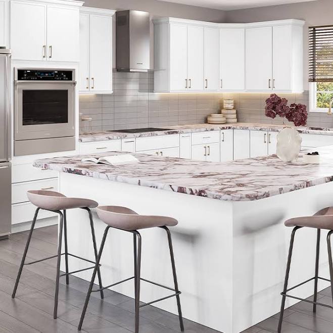 Dayton Slim White Shaker RTA Kitchen Cabinets 10 Ft Basic at Wholesale Price. Bu