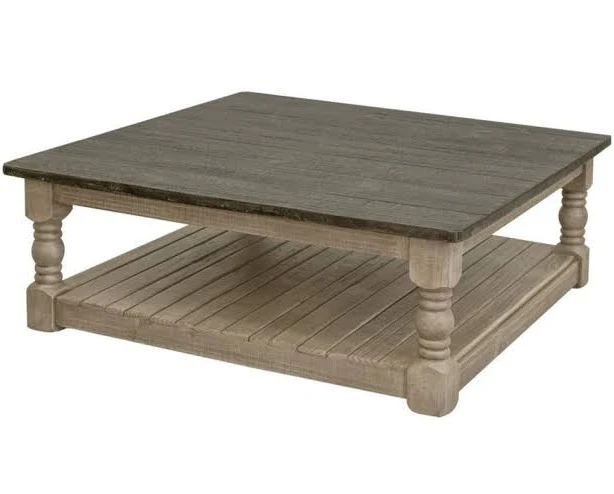 Distressed White Solid Wood Coffee Table