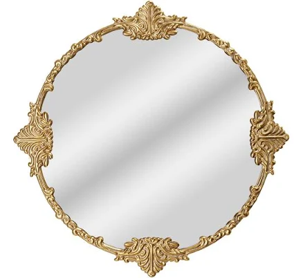 Drew Barrymore Beautiful Round Ornate Gold Frame Mirror