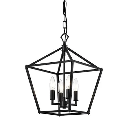 Edvivi Renzo 4-Light Matte Black Caged Pendant