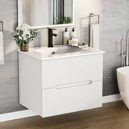Erinnyees 24 inch White Floating Bathroom Vanity Cabinet - Features Wall-Mounted