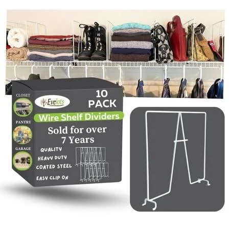 Evelots Wire Shelf Dividers 10 Pack