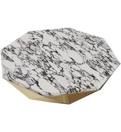 Everly Quinn Modern Geometric Stone Coffee Table