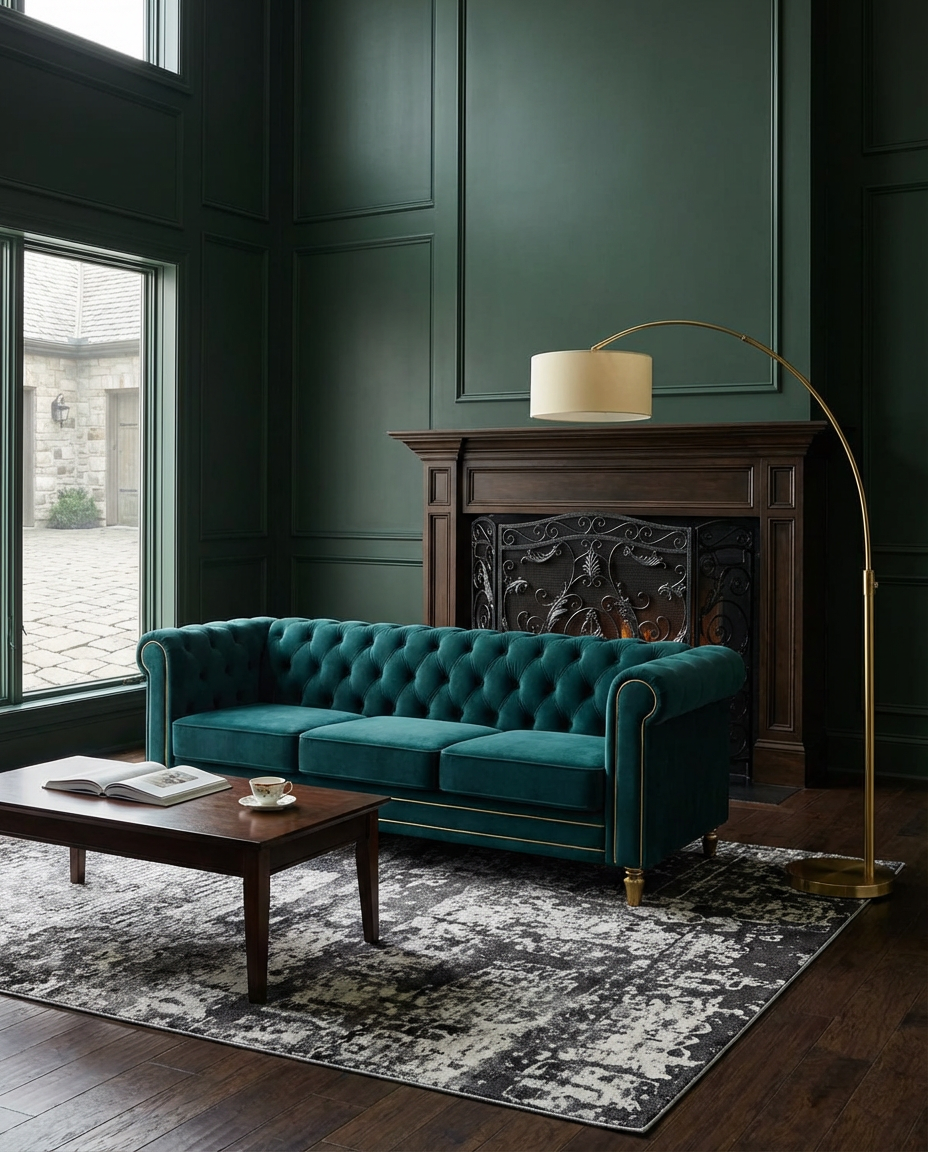 Deep Forest Green Sanctuary Living Room