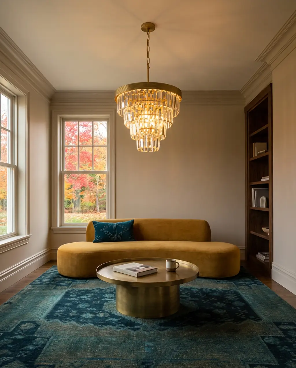 Velvet Ochre & Deep Teal Living Room